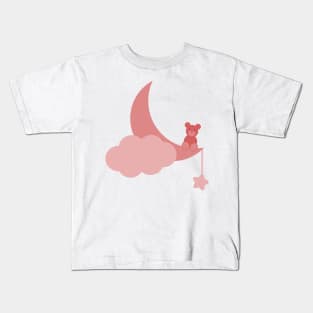 Teddy Bear on the moon - Pink version Kids T-Shirt